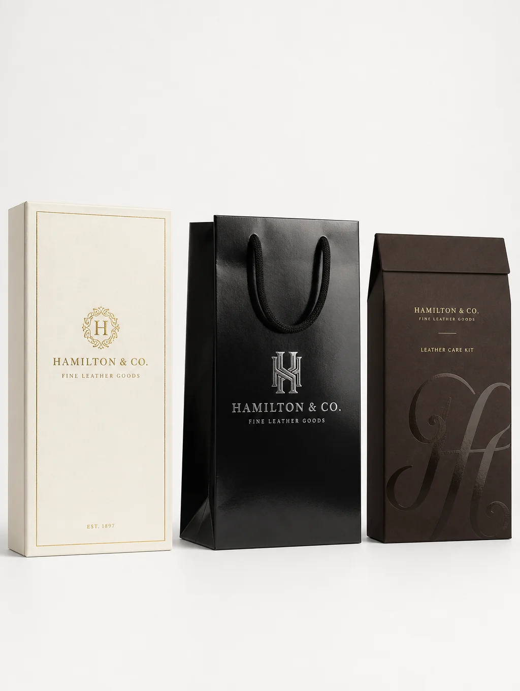 Sophisticated corporate gift set in textured rigid packaging