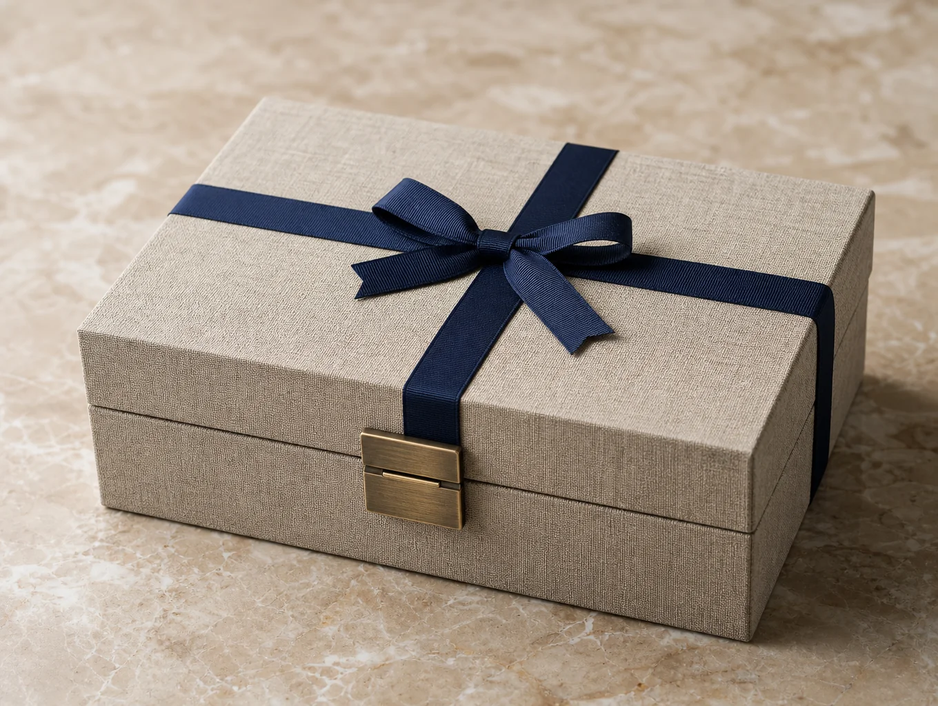 Bespoke luxury gift box with custom ribbon