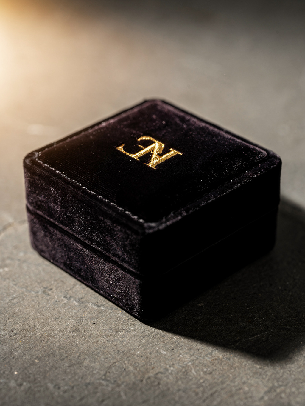 Luxury jewelry box with satin lining and gold hardware