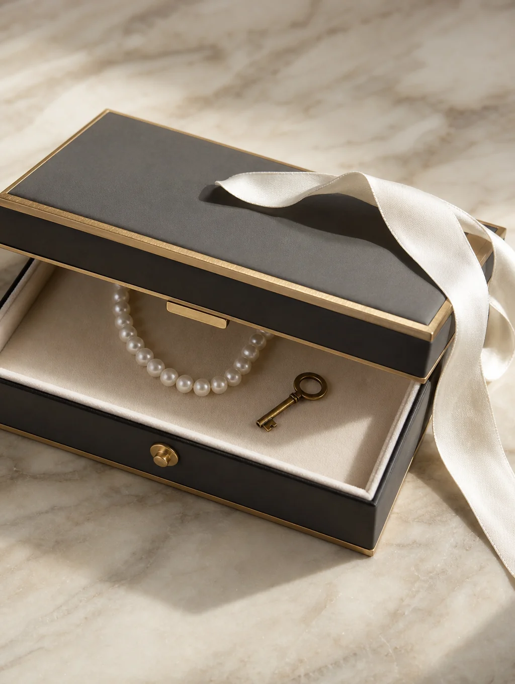 Elegant jewelry case with embossed logo